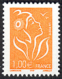 Image du timbre La Marianne de Lamouche orange 1 €