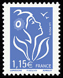 Image du timbre La Marianne de Lamouche bleu ciel 1.15 €