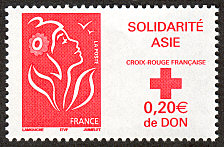 Image du timbre La Marianne de Lamouche rouge SVFSolidarité avec l'Asie