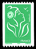Image du timbre La Marianne de Lamouche vert sans valeur faciale pour roulette