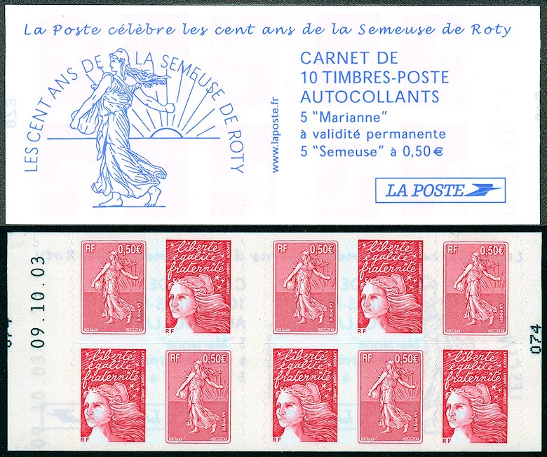 Image du timbre Centenaire de la Semeuse de RotyCarnet mixte Semeuse et Marianne
