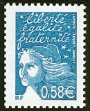 Image du timbre Marianne de Luquet 0,58 € bleu