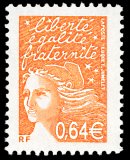 Image du timbre Marianne de Luquet 0,64 € orange foncé
