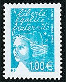 Image du timbre Marianne de Luquet 1 € turquoise