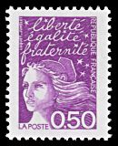 Image du timbre Marianne de Luquet 0 F 50 violet-rouge