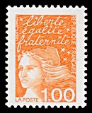 Image du timbre Marianne de Luquet 1 F orange