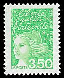 Image du timbre Marianne de Luquet 3 F 50 vert-jaune
