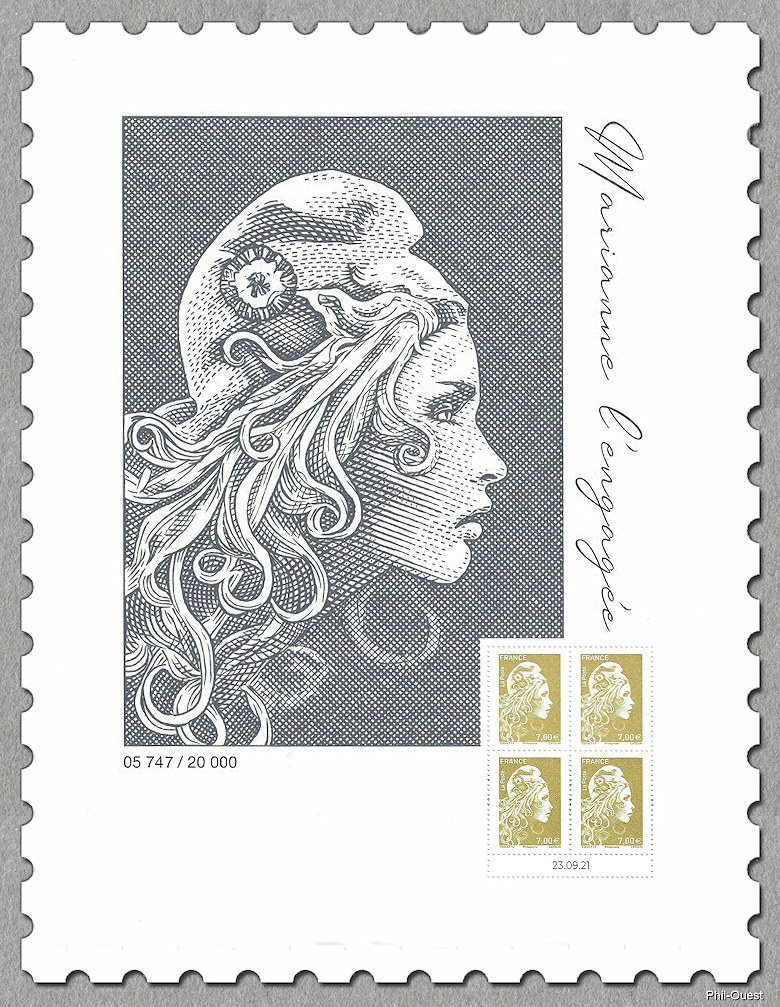 Image du timbre Affiche avec 4 timbres de Marianne l'Engagée