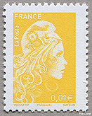 Image du timbre Marianne d'Yseult Digan-Complémentaire 0,01 € jaune - Mention Philaposte