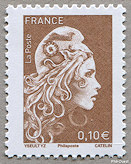 Image du timbre Marianne d'Yseult Digan-Complémentaire 0,10 € brun-rouge - Mention Philaposte
