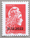 Image du timbre Marianne d'Yseult Digan surchargée-Dernière lettre prioritaire jusqu'à 20g