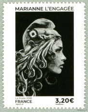 Image du timbre Marianne d’Yseult Digan noire