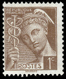 Image du timbre Mercure 1c sépia2ème série