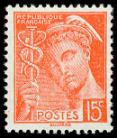 Image du timbre Mercure 15c vermillon1ère série