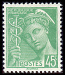 Image du timbre Mercure 45c vert-jaune2ème série