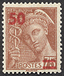 Image du timbre Mercure brun-rouge 50c sur 75c