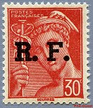 Image du timbre Mercure 30c rouge-Légende «Postes Françaises»