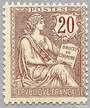 Image du timbre Mouchon retouché20 c brun-lilas