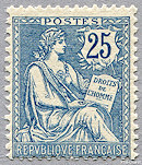 Image du timbre Mouchon retouché25 c bleu