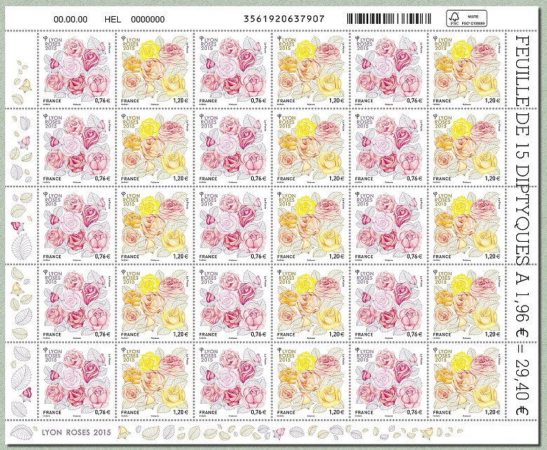 Image du timbre Lyon roses 2015