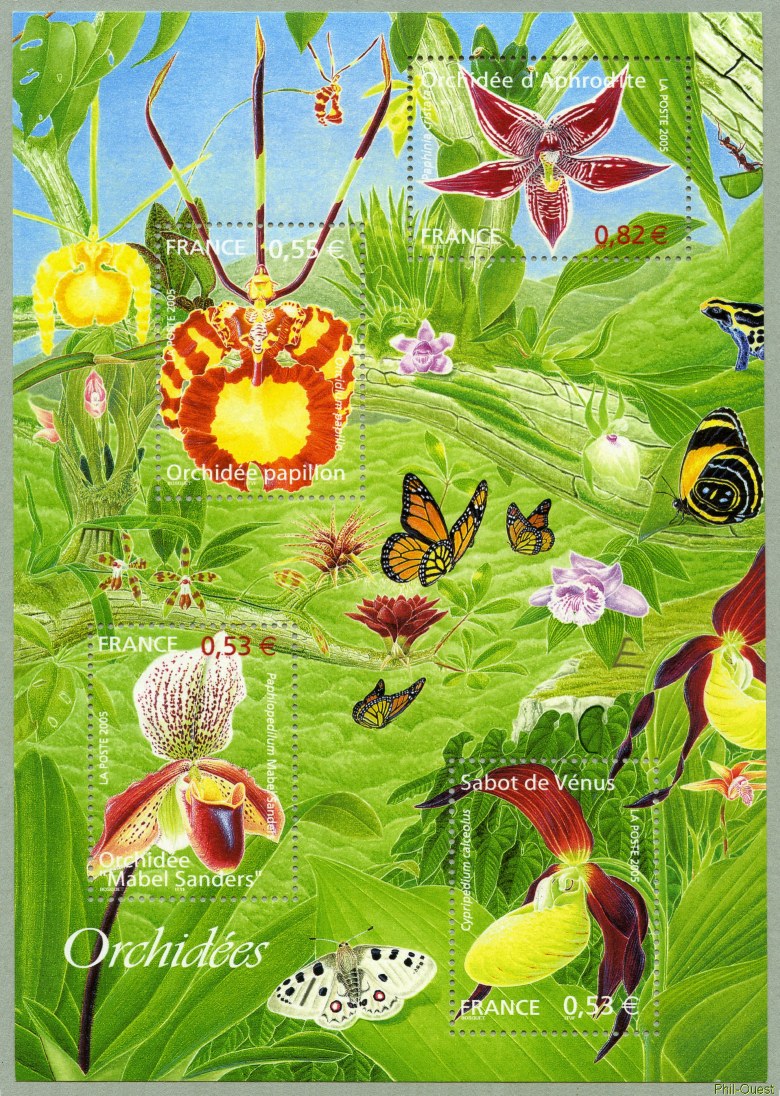 Image du timbre Bloc-feuillet orchidées