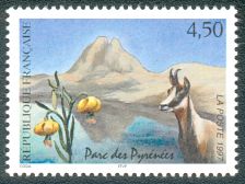 Image du timbre Parc des PyrénéesL´isard et le lis jaune
