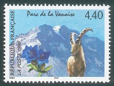 Image du timbre Parc de la Vanoise
-
Le bouquetin et la gentiane