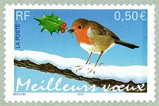 Image du timbre Meilleurs voeux-Le rouge-gorge, issu du bloc-feuillet