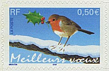 Image du timbre Meilleurs voeux-Le rouge-gorge, timbre autoadhésif