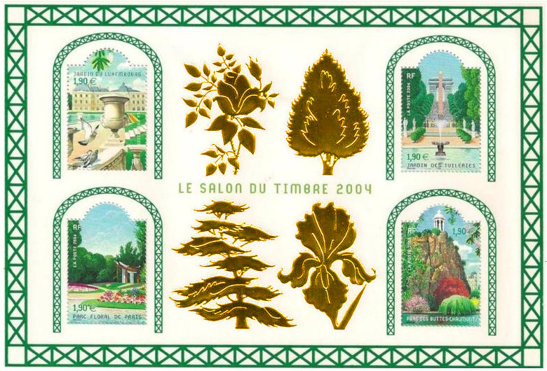 Image du timbre Jardins des Buttes Chaumont, du Luxembourg  et des Tuileries à Paris et Parc Floral de Paris