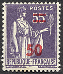 Image du timbre Type Paix 50c sur 55c violet