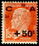Image du timbre Pasteur, 1 F 50 + 50c rouge-orangé