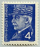 Image du timbre Maréchal Pétain, type Hourriez, 4 F outremer- Typographie