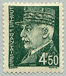Image du timbre Maréchal Pétain, type Hourriez, 4 F 50 vert-jauneTypographie