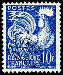 Image du timbre Coq Gaulois 10F bleu