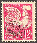 Image du timbre Coq Gaulois 12F rouge carminé