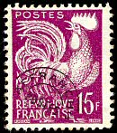 Image du timbre Coq Gaulois 15F lilas
