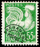 Image du timbre Coq Gaulois 55F vert-jaune