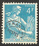 Image du timbre Moissonneuse,  4 F turquoisePréoblitéré
