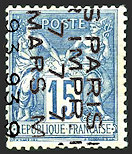 Image du timbre Groupe «Paix et Commerce» préoblitéré-Type Sage 15c bleu