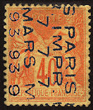 Image du timbre Groupe «Paix et Commerce» préoblitéré-Type Sage 40c rouge orangé sur paille