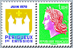 Image du timbre République de Cheffer et vignette Juin 2010-Périgueux 1ère émission-Héliogravure - état 3