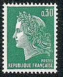 Image du timbre La République de Cheffer 0F30 vert typographié sans bande de phosphore 