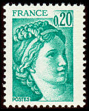 Image du timbre Sabine 0 F 20 émeraude 1 bande de phosphore
