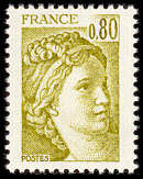 Image du timbre Sabine 0F80 jaune-olive 