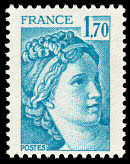 Image du timbre Sabine 1 F 70 bleu-ciel
