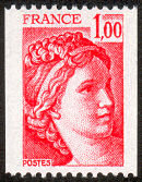Image du timbre Sabine de Gandon 1F rouge pour roulette