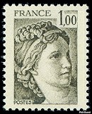 Image du timbre Sabine de Gandon 1F bistre-olive