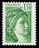 Image du timbre Sabine de Gandon 1F10 vert