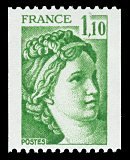 Image du timbre Sabine de Gandon 1F10 vert pour roulette
